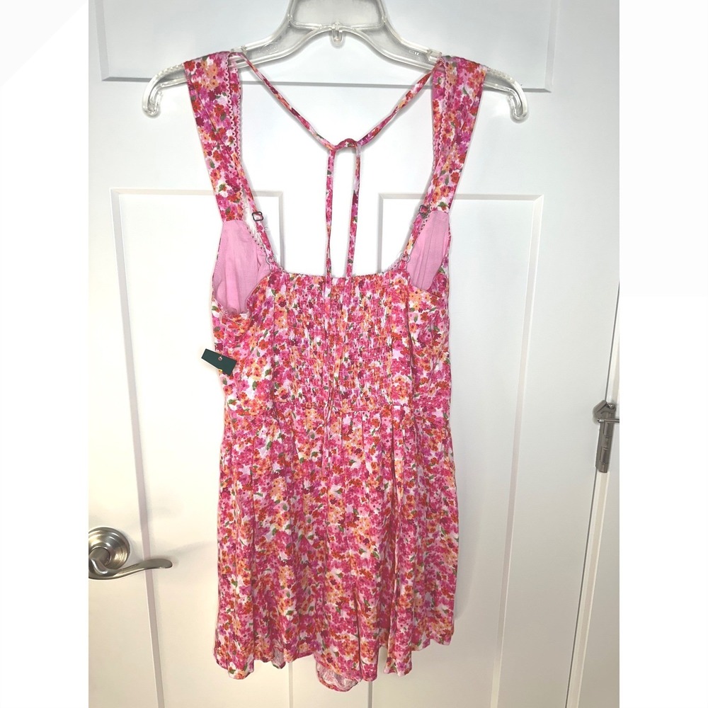 Wild Fable Pink Floral Corset Romper Small Sleeveless Ditsy Print Hook Eye Front - Picture 3 of 7